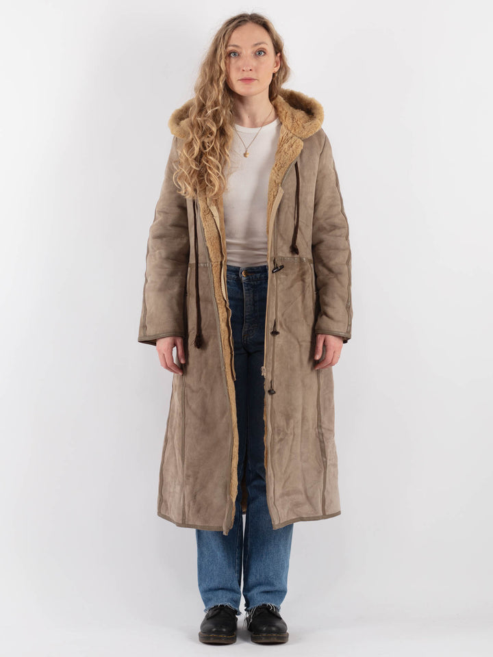 Vintage 80's Women Sheepskin Coat in BeigeV9322