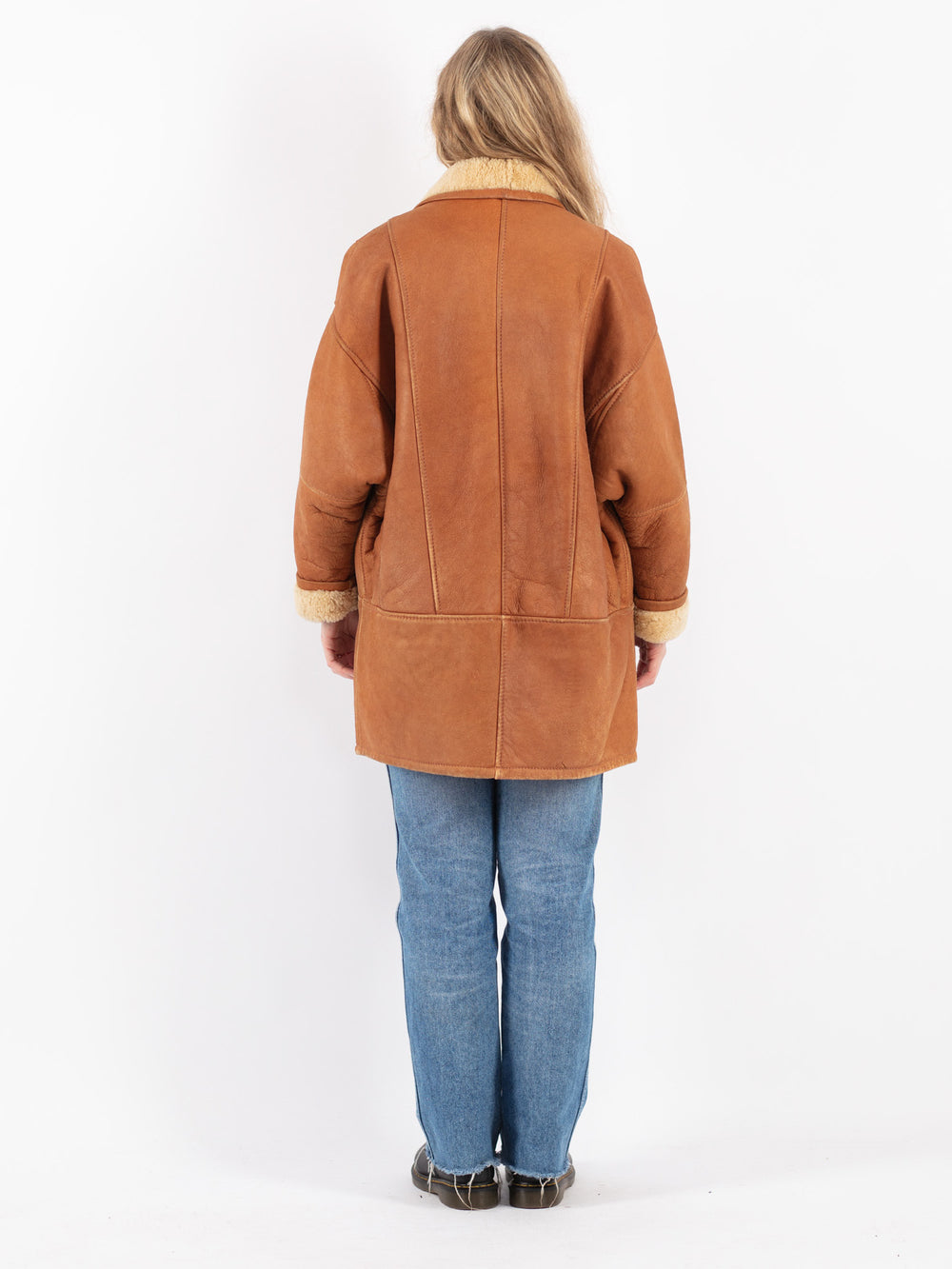 Vintage 80's Women Sheepskin Coat in Brown