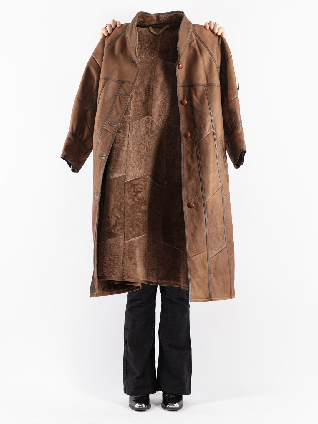 Vintage 80's Women Sheepskin Coat in Brown
