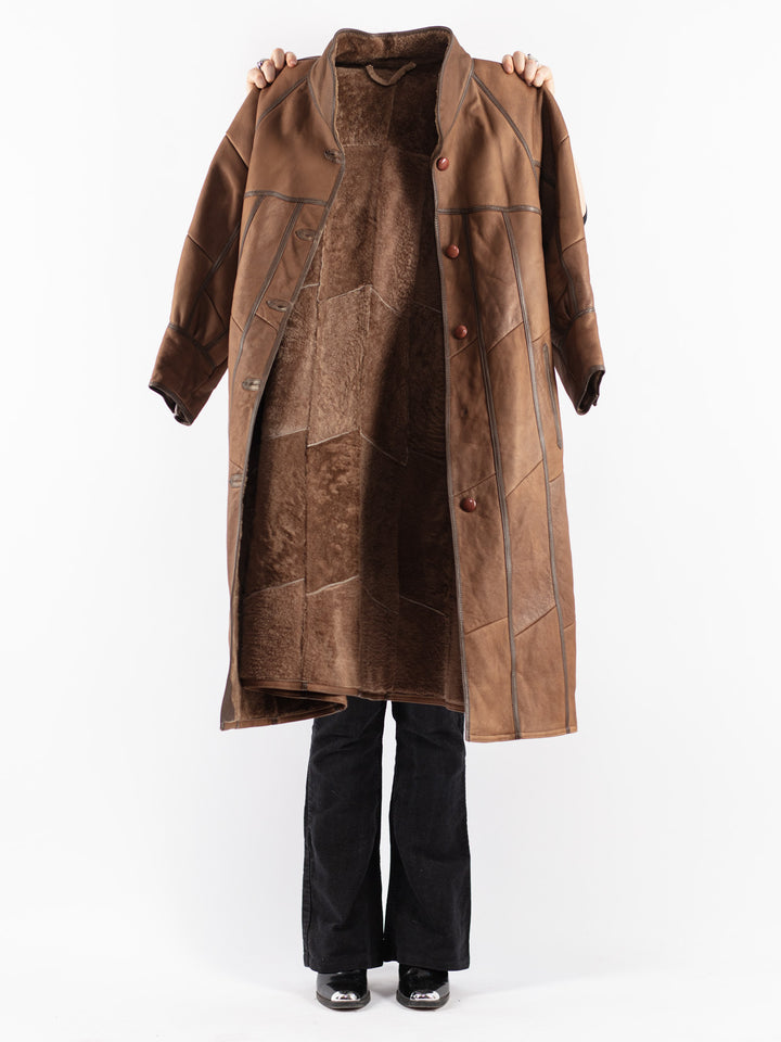 Vintage 80's Women Sheepskin Coat in Brown