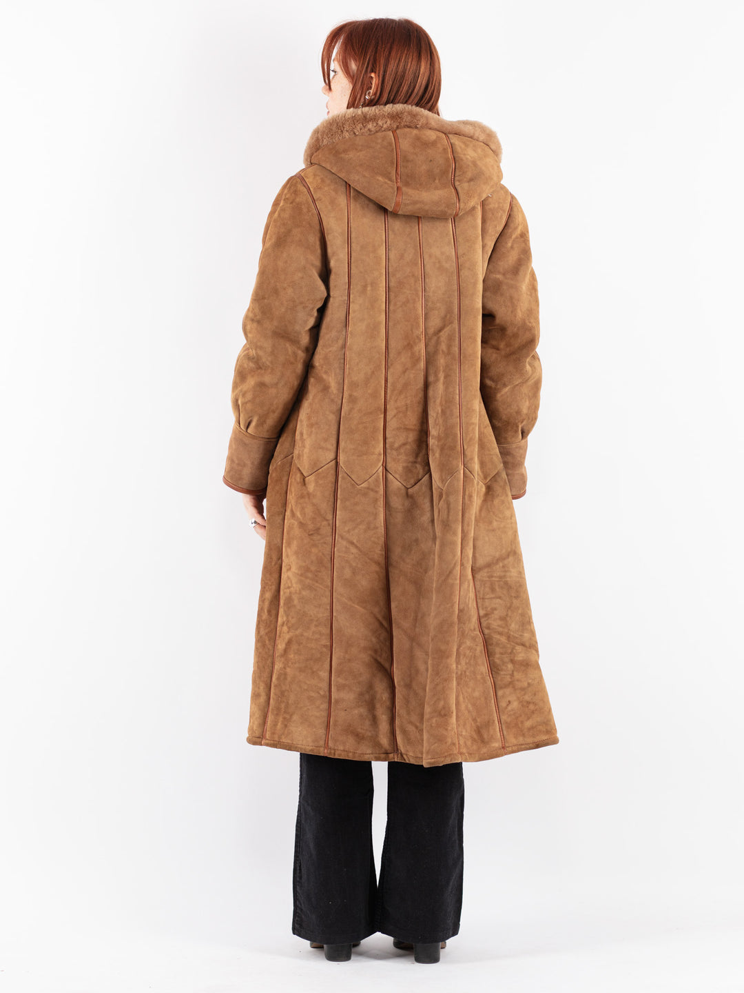 Vintage 80's Women Sheepskin Coat in Brown