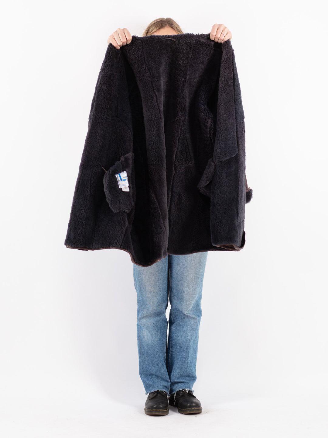 Vintage 80's Women Sheepskin Coat in Purple