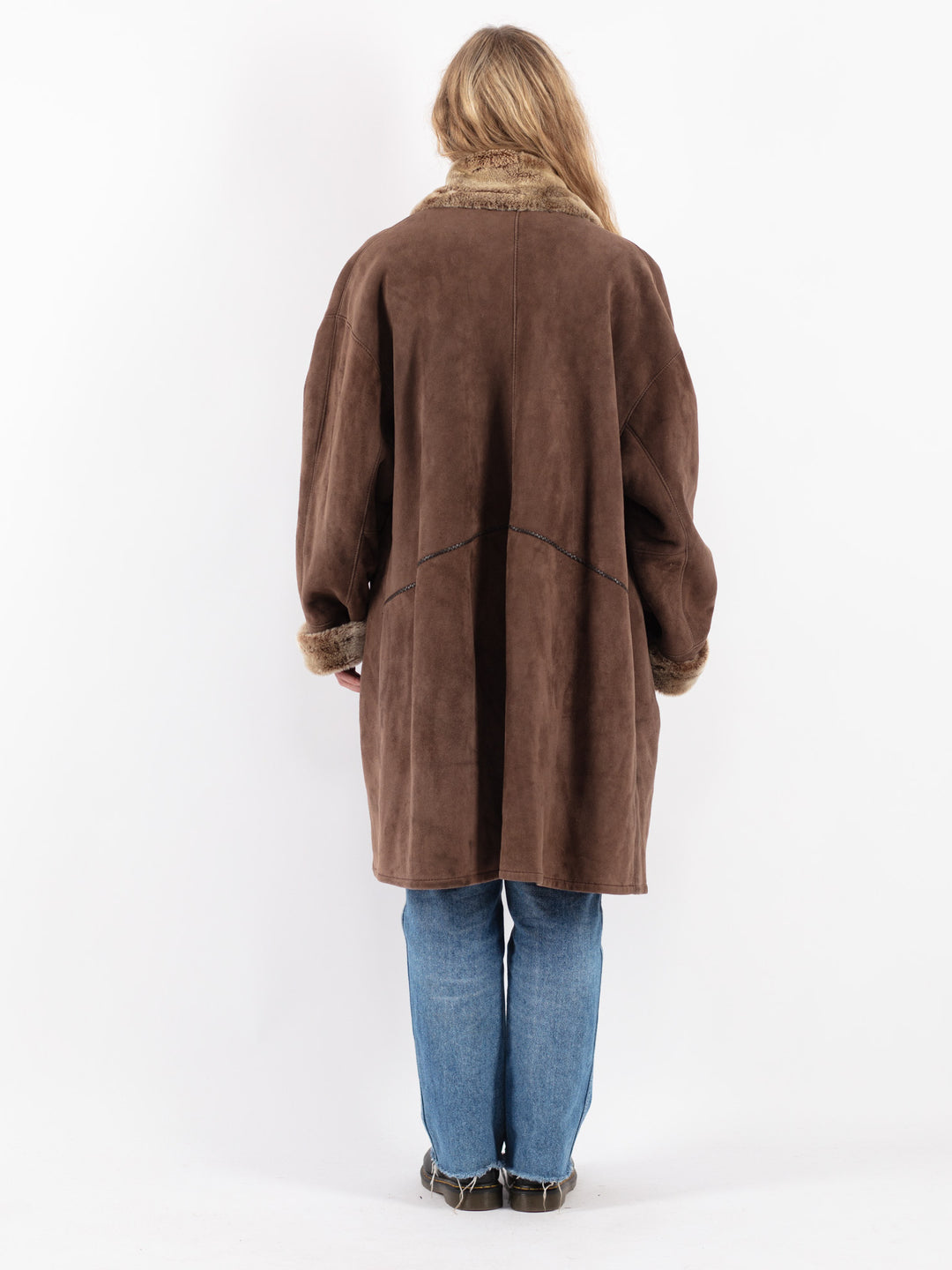 Vintage 80's Women Sheepskin Coat in Brown