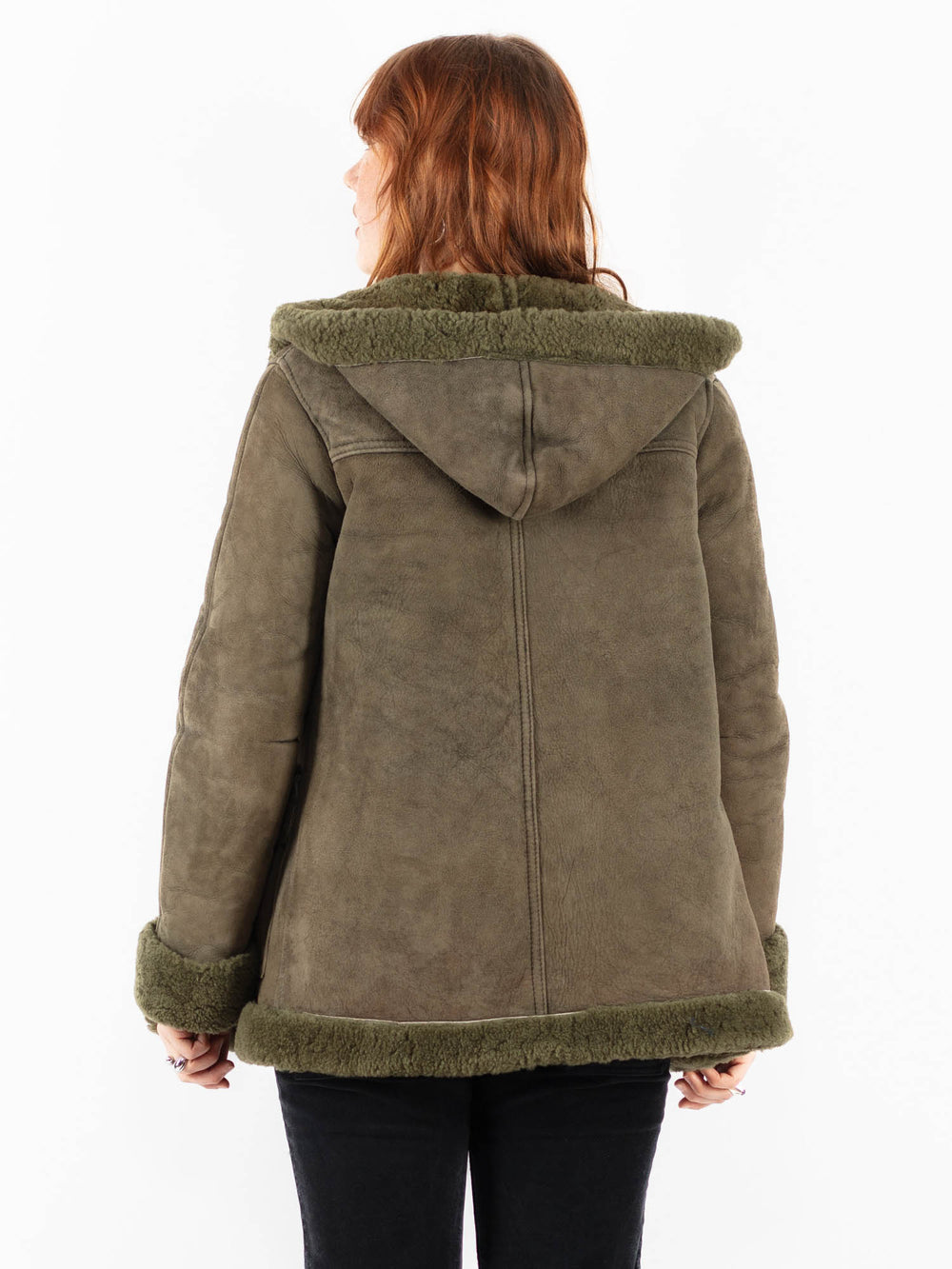Vintage 80's Women Sheepskin Jacket in GreenV9760