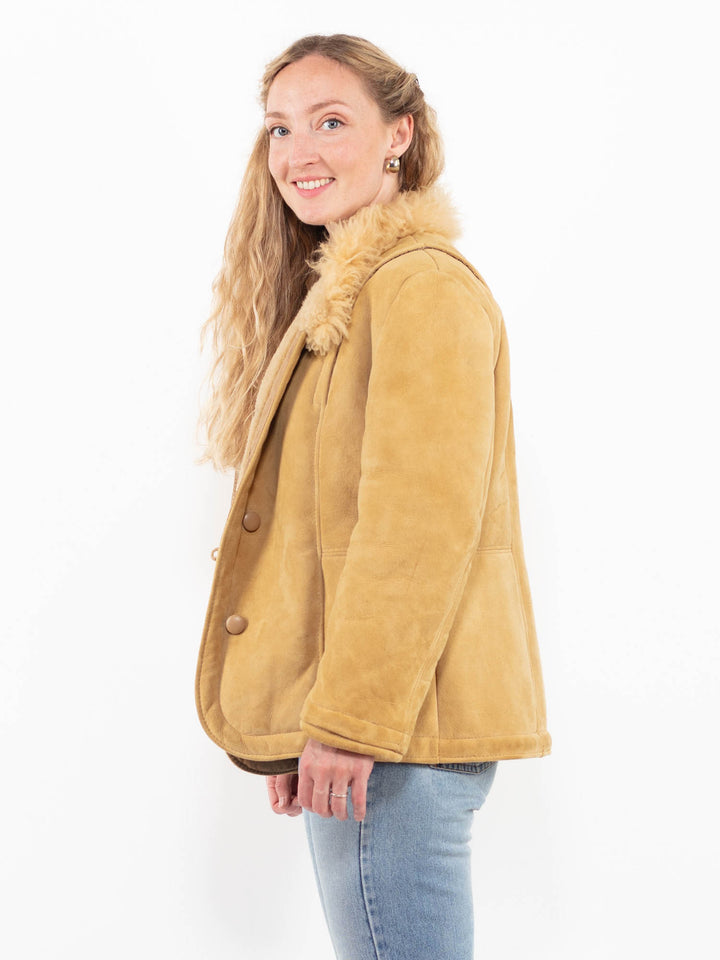 Vintage 80's Women Sheepskin Jacket in BeigeA0262