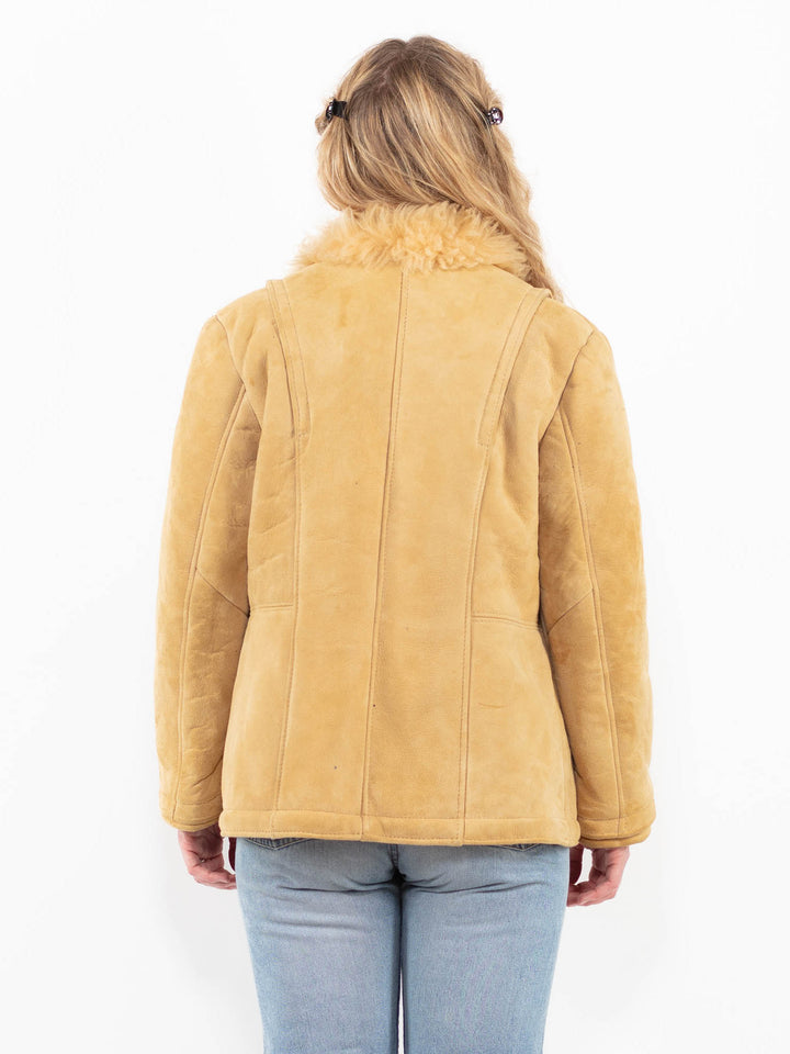 Vintage 80's Women Sheepskin Jacket in BeigeA0262