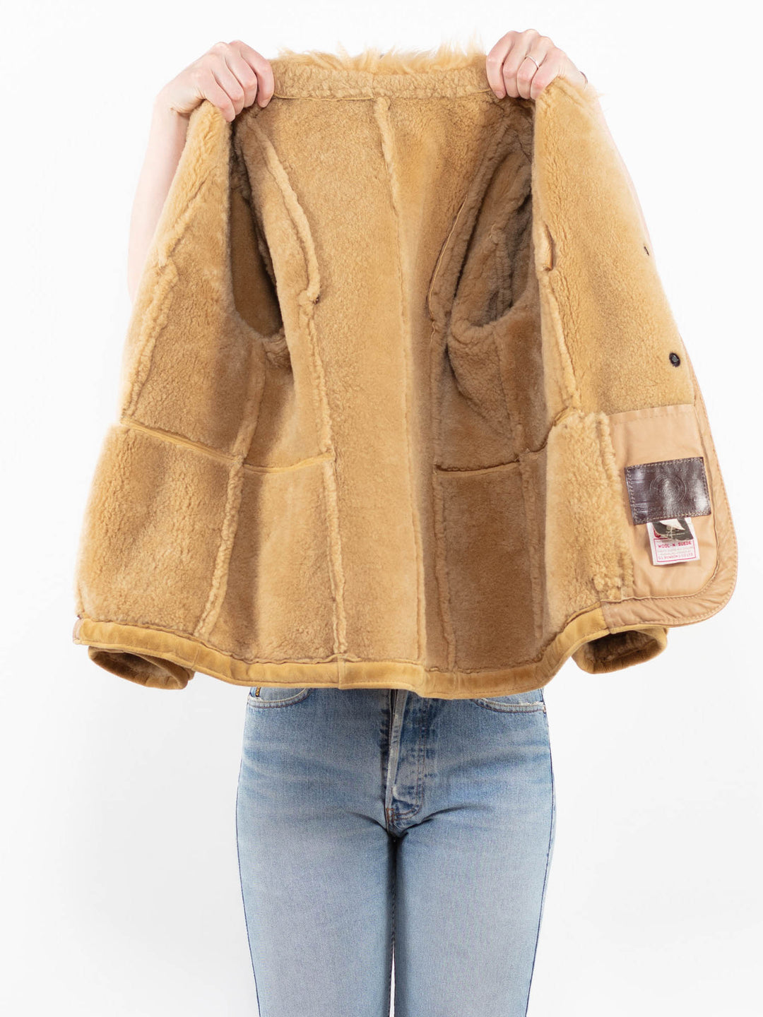 Vintage 80's Women Sheepskin Jacket in BeigeA0262