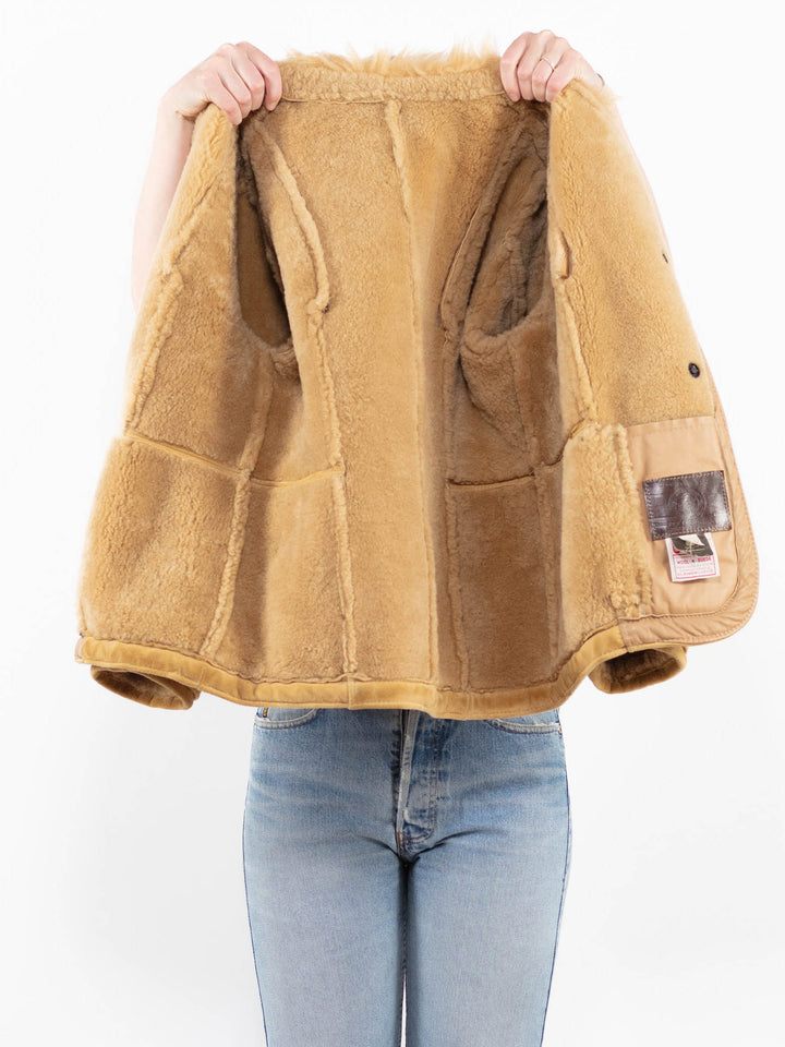 Vintage 80's Women Sheepskin Jacket in BeigeA0262