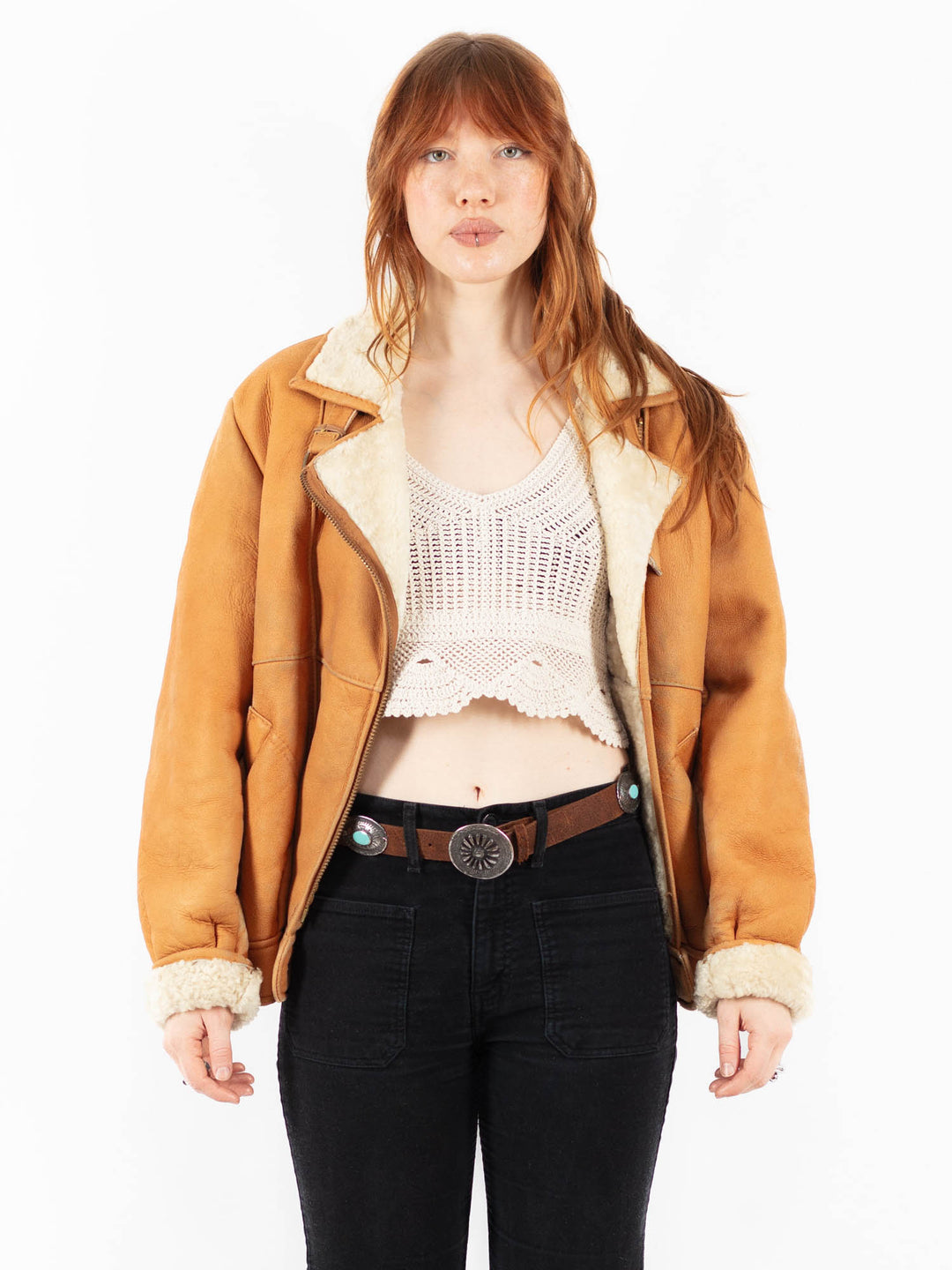 Vintage 80's Women Sheepskin in BrownV9770