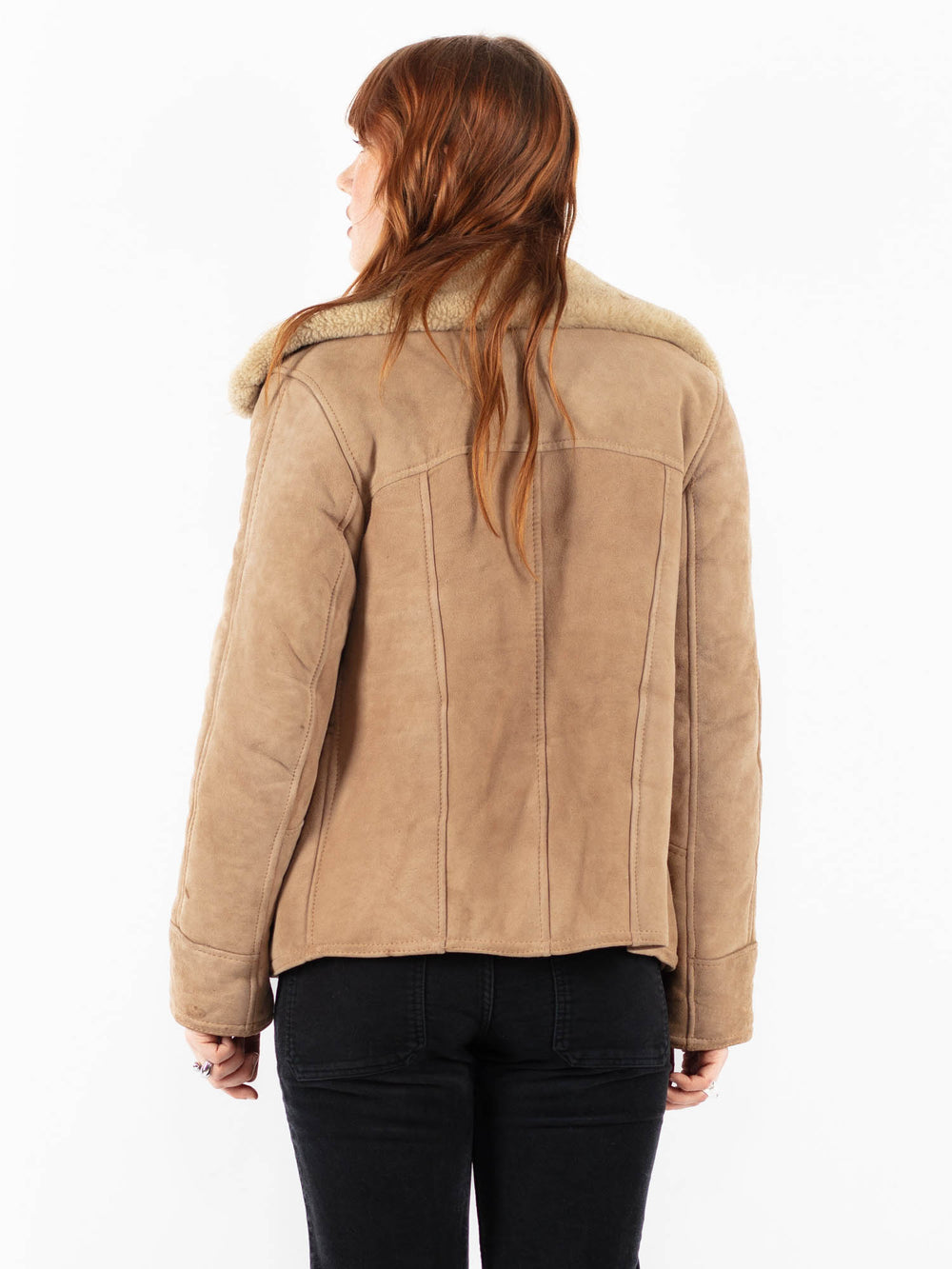 Vintage 80's Women Sheepskin Jacket in BeigeV9775
