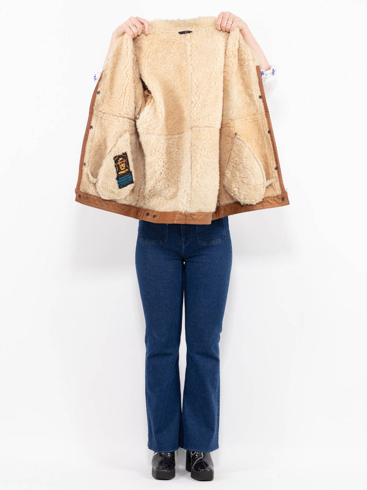 Vintage 80's Women Sheepskin Jacket in BrownA1018