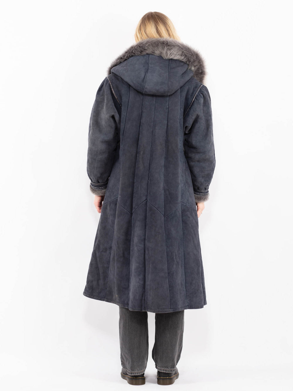 Vintage 80's Women Sheepskin Coat in BlueA0641