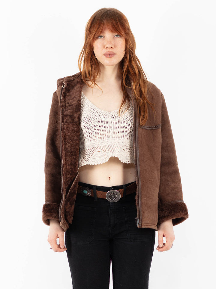 Vintage 80's Women Sheepskin in BrownV9809