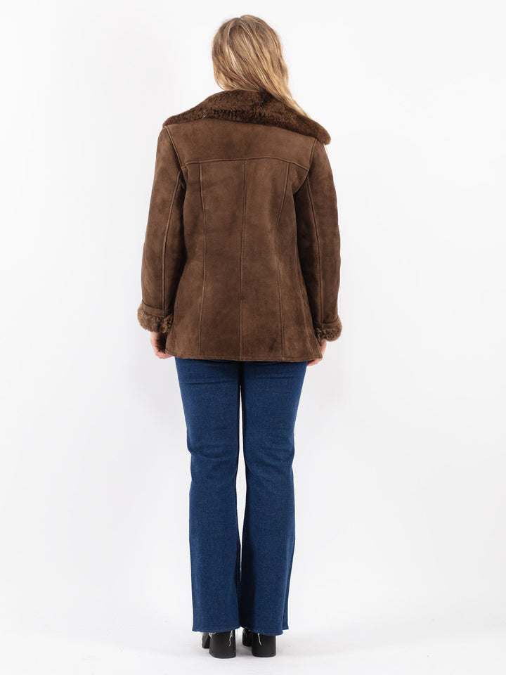 Vintage 80's Women Sheepskin Jacket in Brown