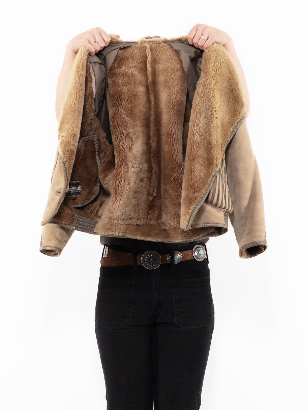 Vintage 80's Women Sheepskin Jacket in BeigeA0963