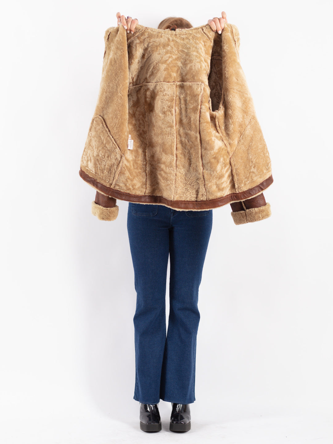 Vintage 80's Women Sheepskin Jacket in Brown