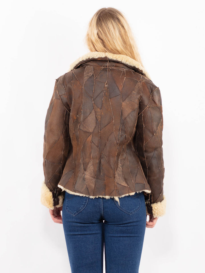 Vintage 80's Women Sheepskin Jacket in Brown