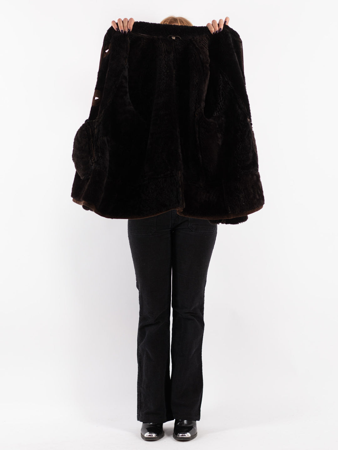 Vintage 80's Women Sheepskin Jacket in Brown