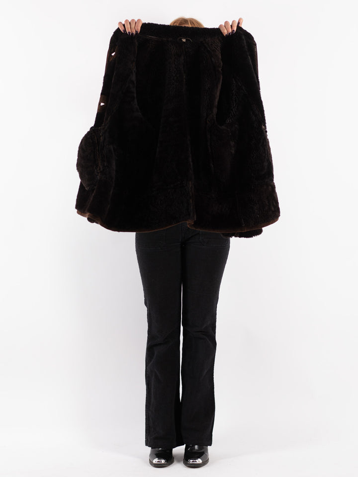 Vintage 80's Women Sheepskin Jacket in Brown