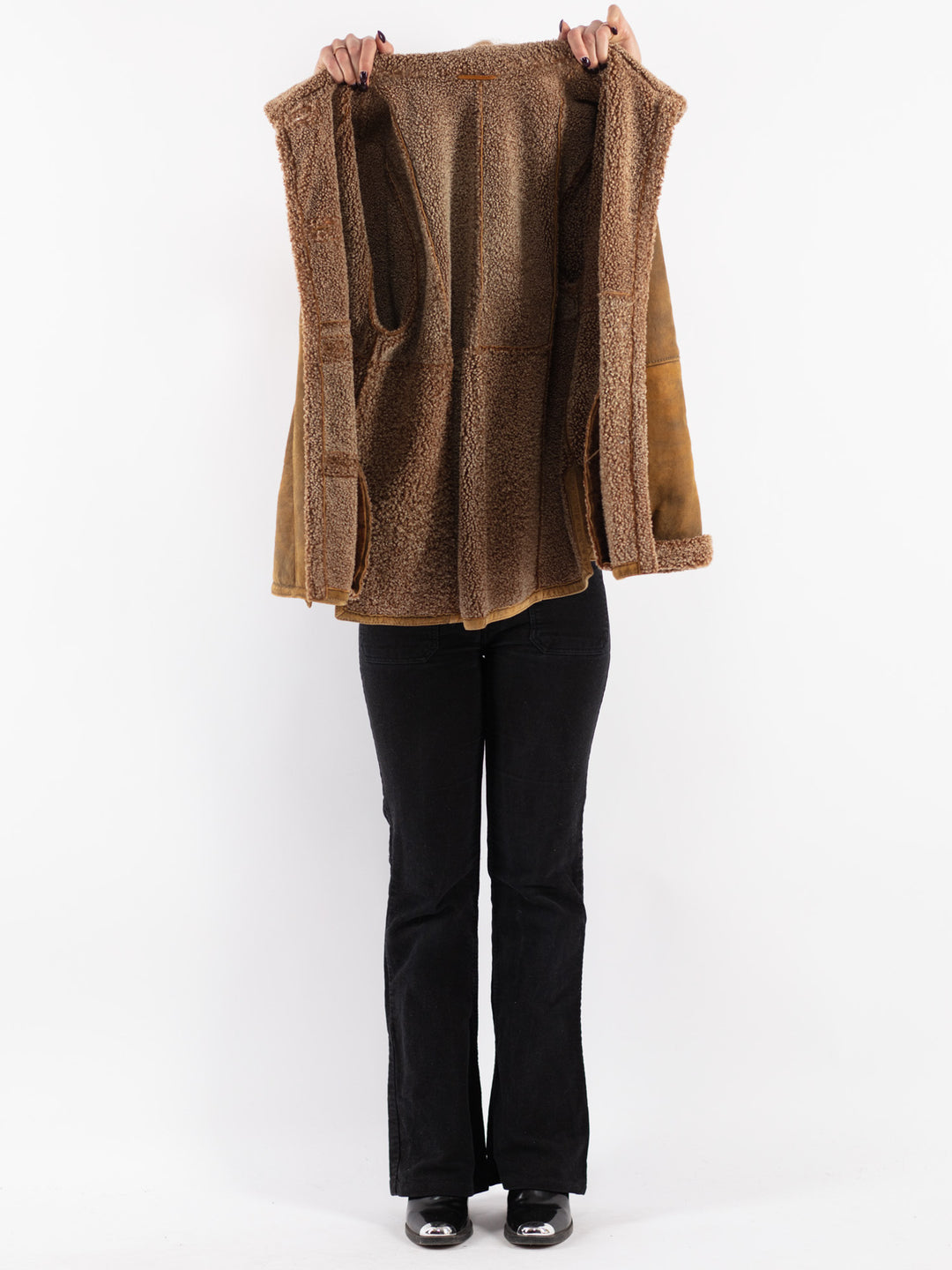 Vintage 80's Women Sheepskin Jacket in Brown