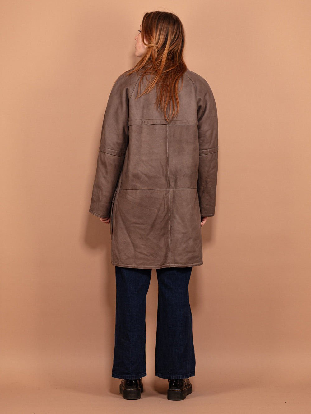 Vintage 80's Women Sheepskin Leather Coat in Gray - NorthernGrip