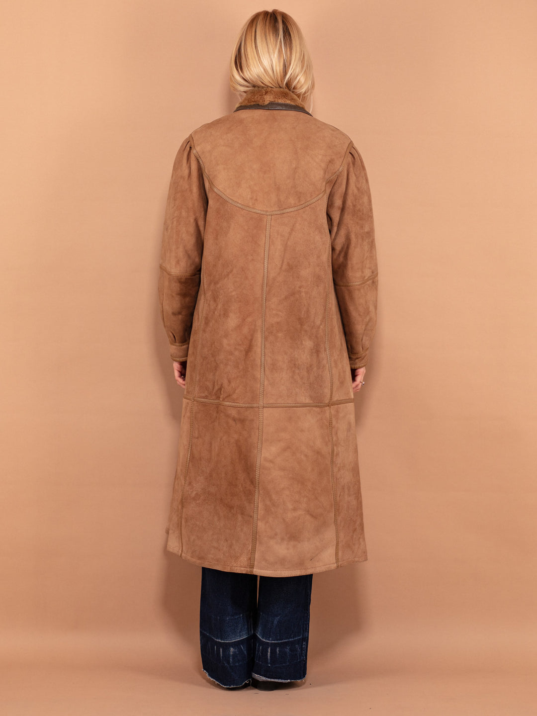 Sheepskin Long Coat, Size M Shearling Coat, Massive Sheepskin Overcoat, Oversized Sheepskin Coat, Penny Lane, Retro Leather Suede Coat