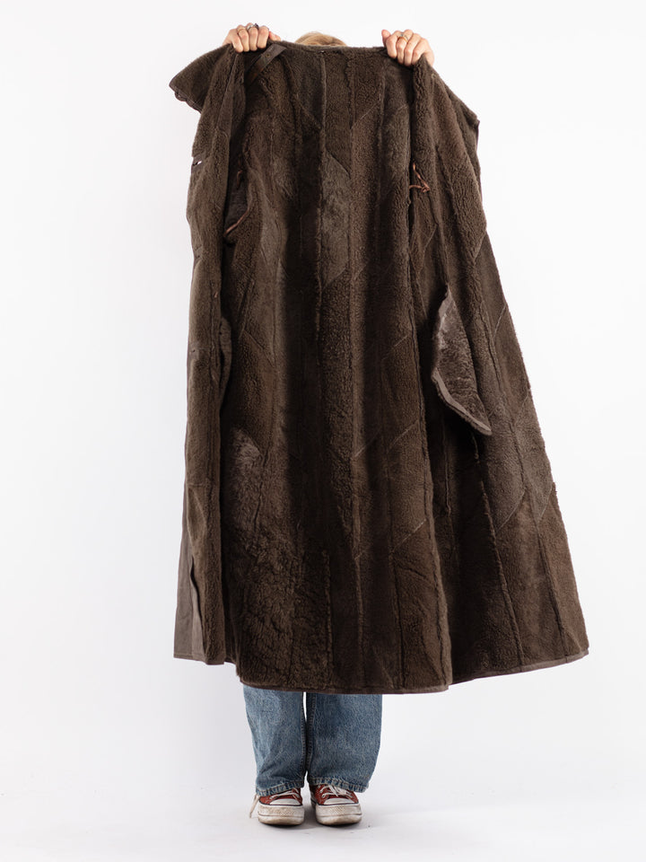 Vintage 80's Women Sheepskin Coat in Gray