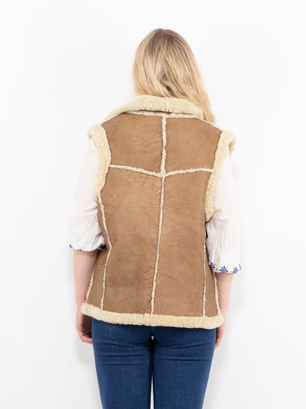 Vintage 80's Women Sheepskin Vest in BeigeA1024