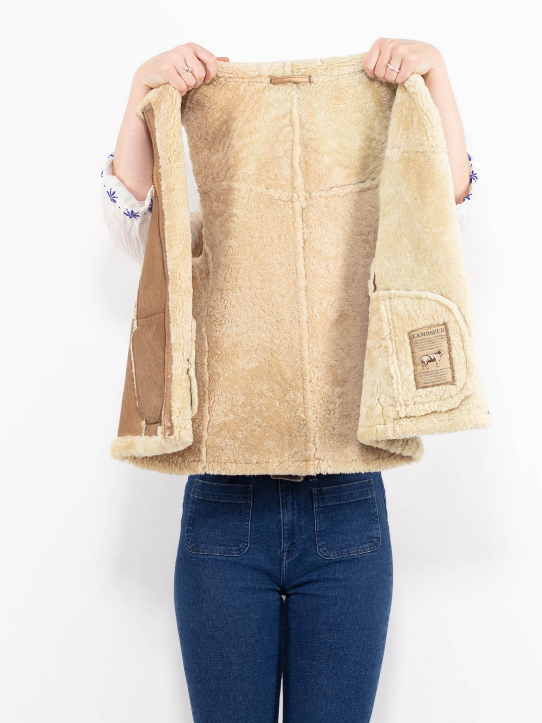 Vintage 80's Women Sheepskin Vest in BeigeA1024
