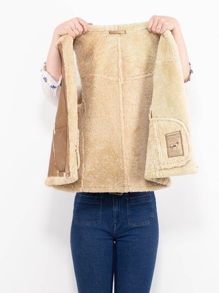 Vintage 80's Women Sheepskin Vest in BeigeA1024