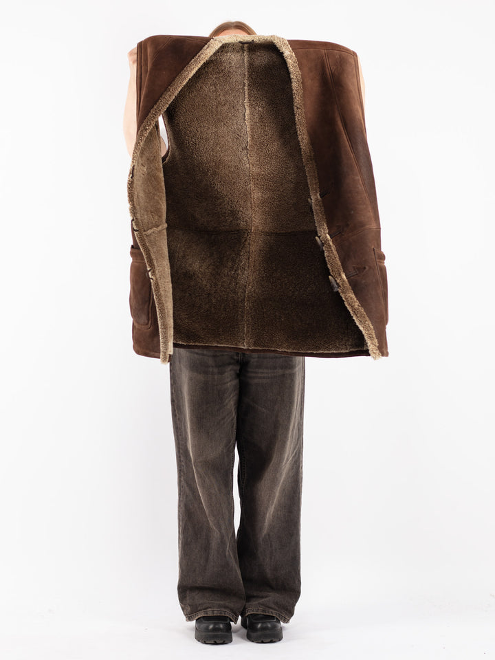 Vintage 80's Women Sheepskin Vest in Brown