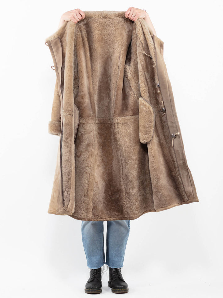 Vintage 80's Women Sheepskin Coat in BeigeA0338