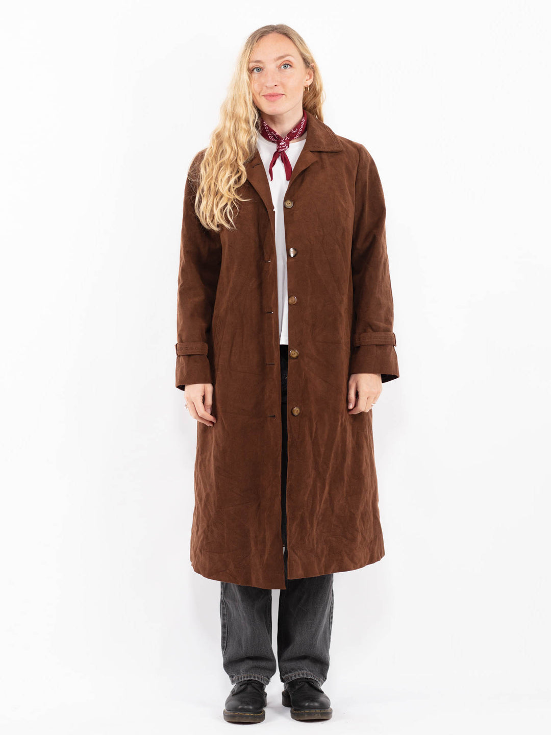 Vintage 80's Women Suede Coat in BrownA0698