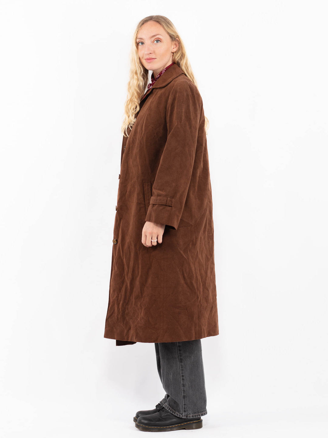 Vintage 80's Women Suede Coat in BrownA0698