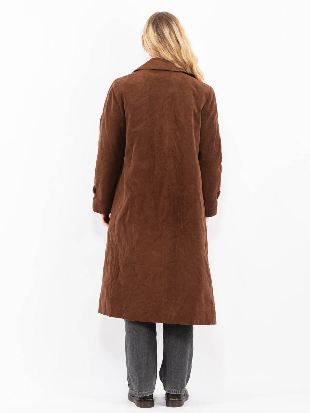 Vintage 80's Women Suede Coat in BrownA0698
