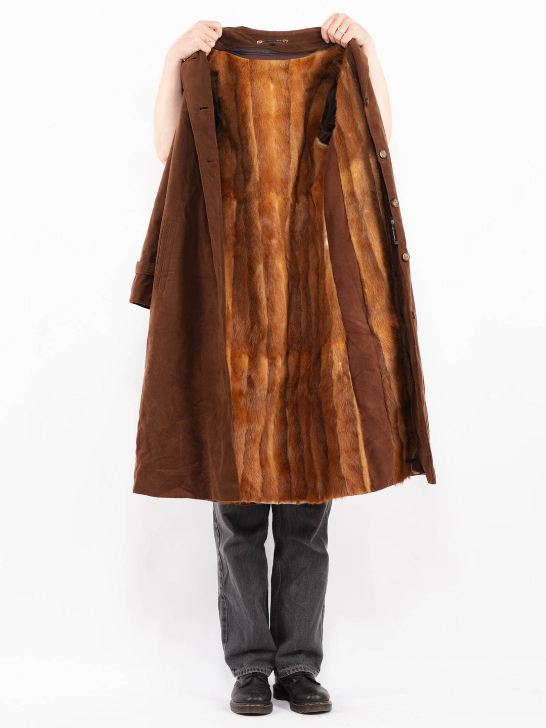 Vintage 80's Women Suede Coat in BrownA0698