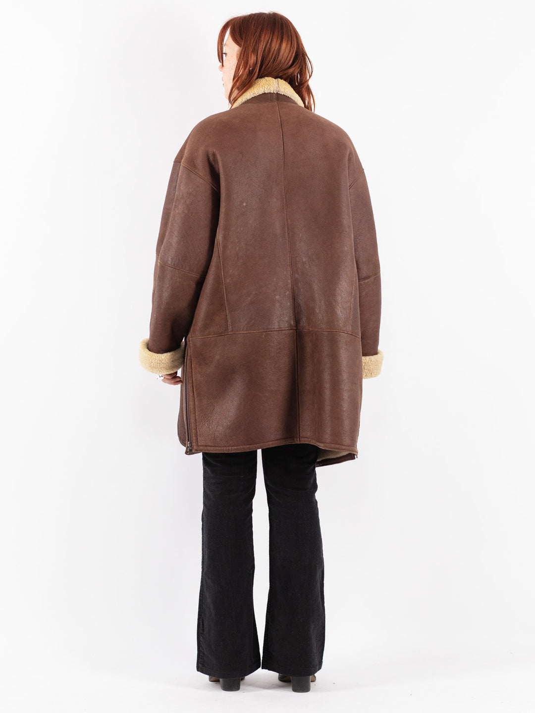 Vintage 80's Women Sheepskin Coat in Brown