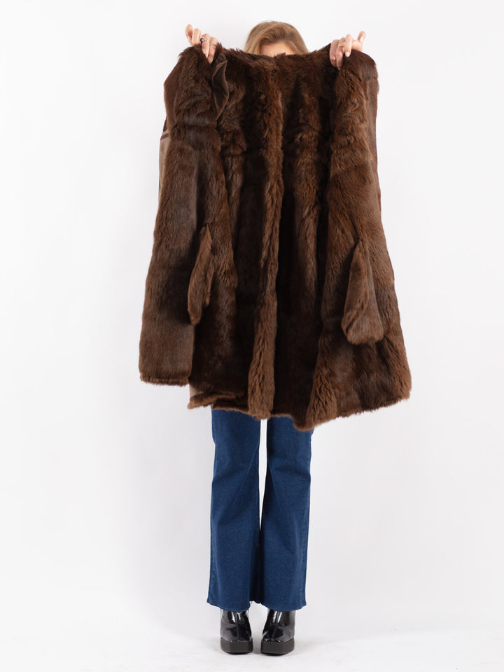 Vintage 80's Women Suede Coat in Brown
