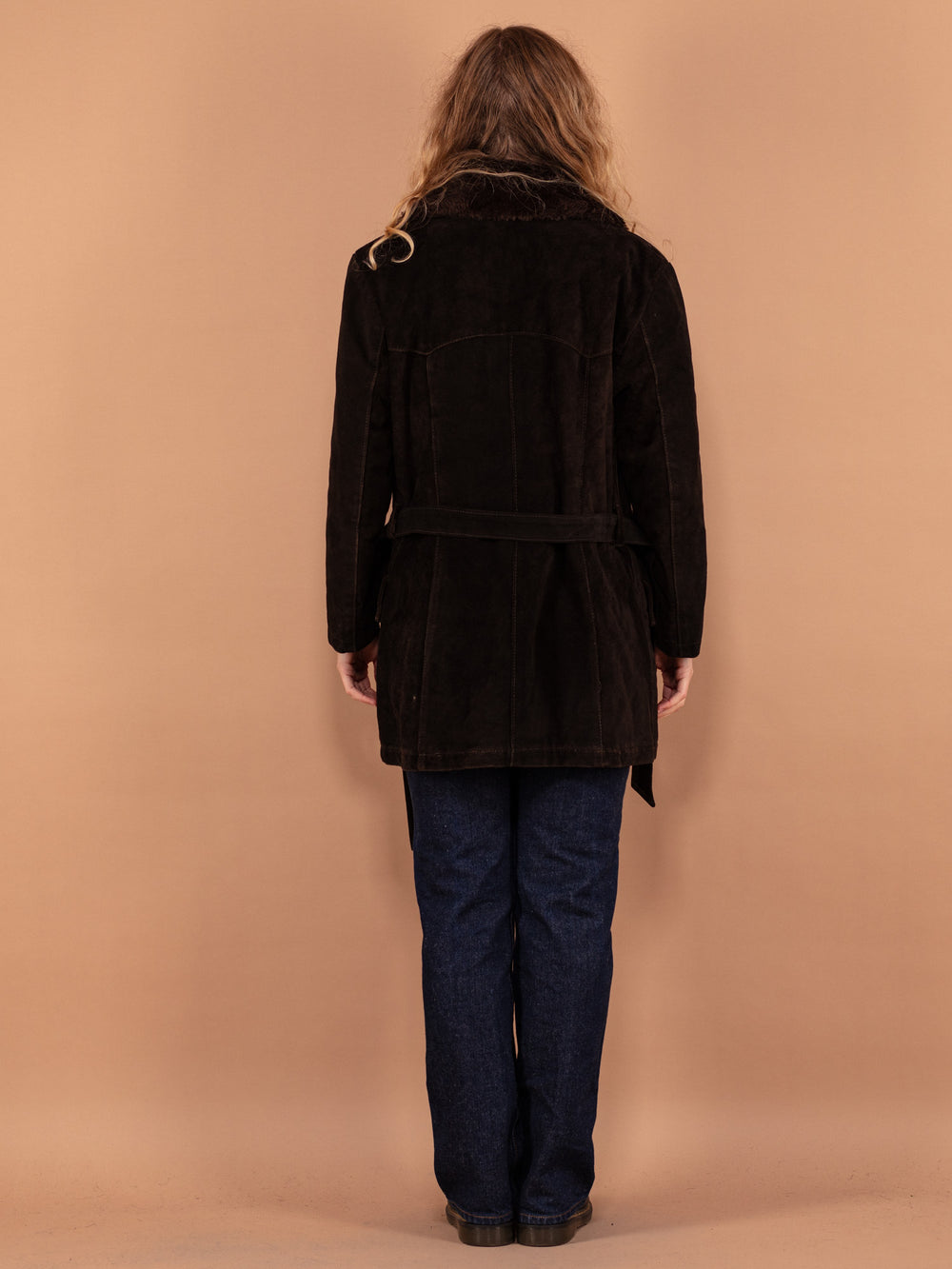 Vintage 80's Women Belted Suede Jacket in Brown - NorthernGrip