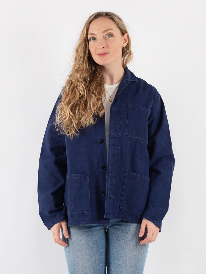 Vintage 80's Women Work Jacket in Blue