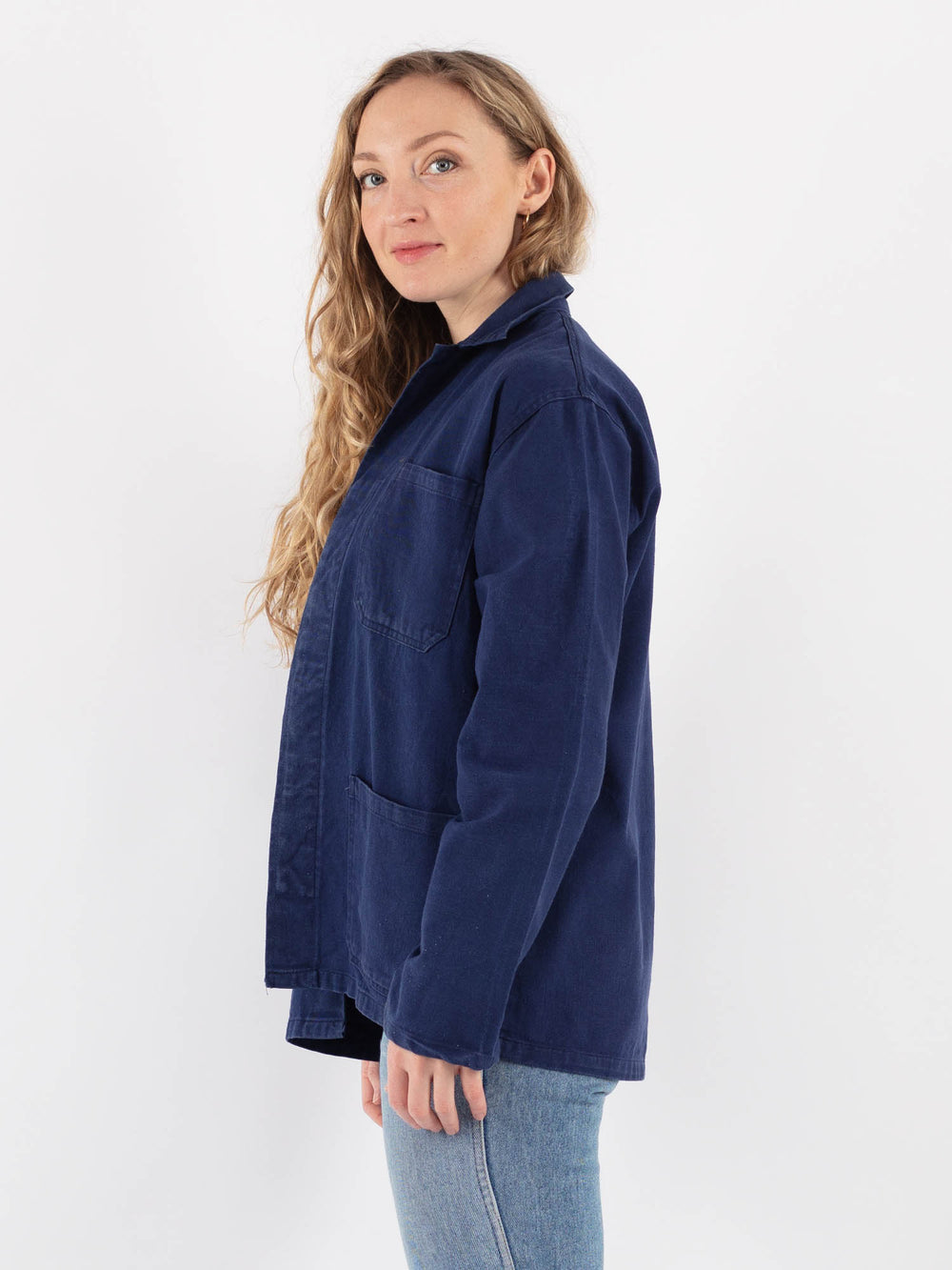 Vintage 80's Women Work Jacket in Blue
