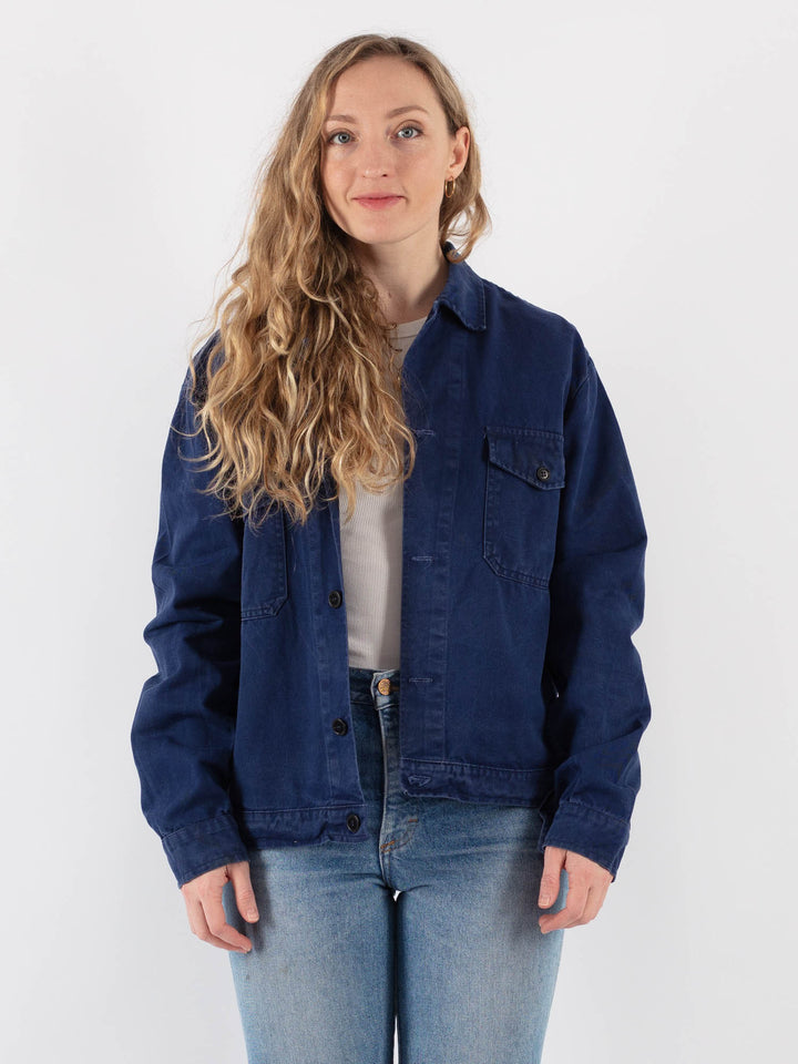 Vintage 80's Women Work Jacket in Blue