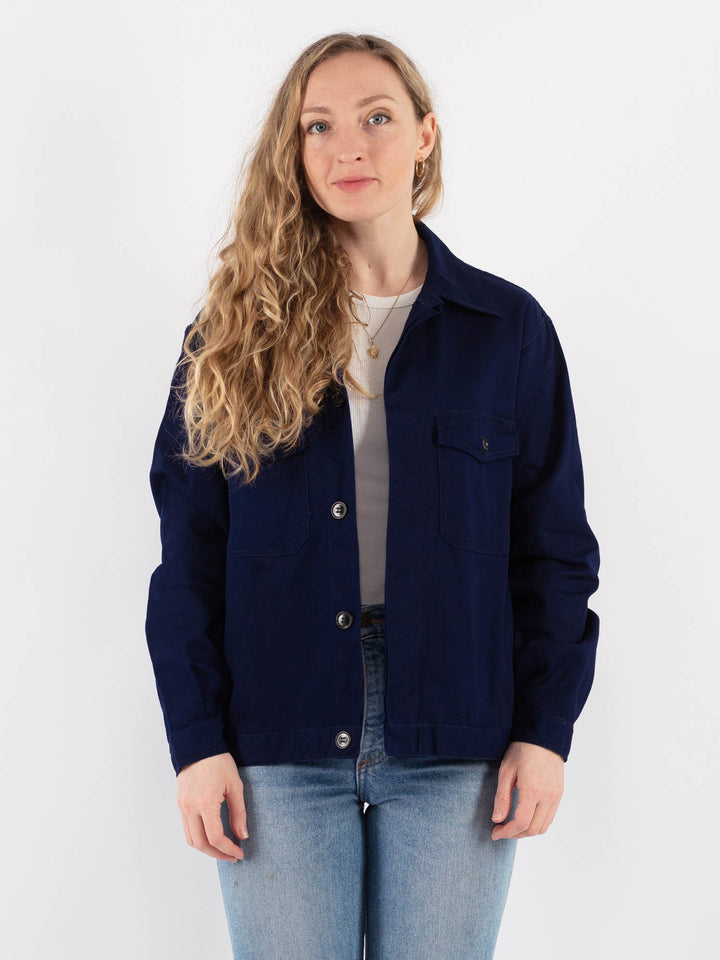Vintage 80's Women Work Jacket in Blue