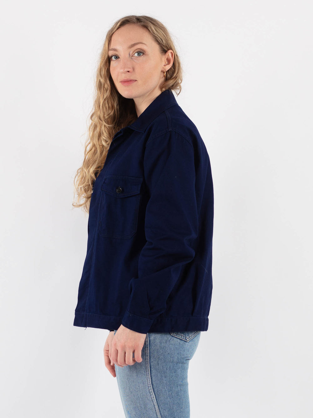 Vintage 80's Women Work Jacket in Blue