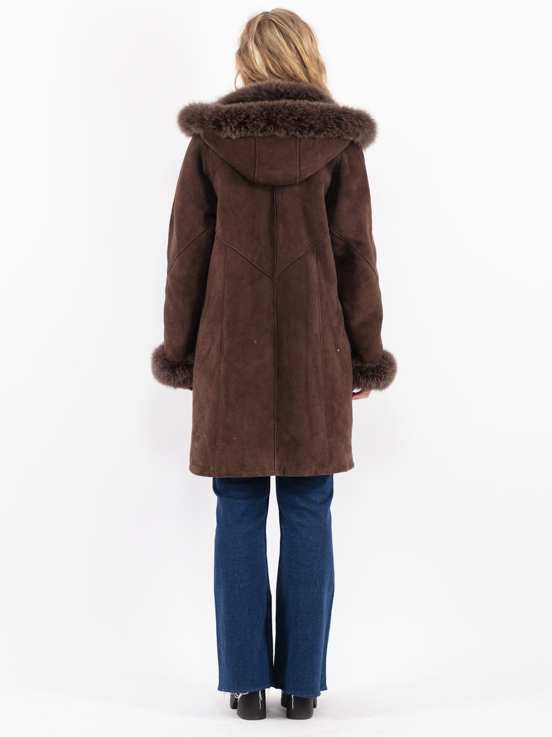 Vintage 90's Women Sheepskin Coat in Brown