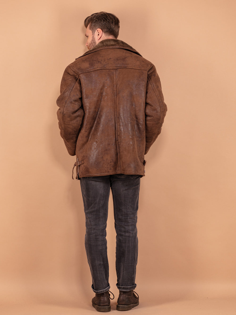 Vintage 90's Men Sherpa Coat in Brown - NorthernGrip