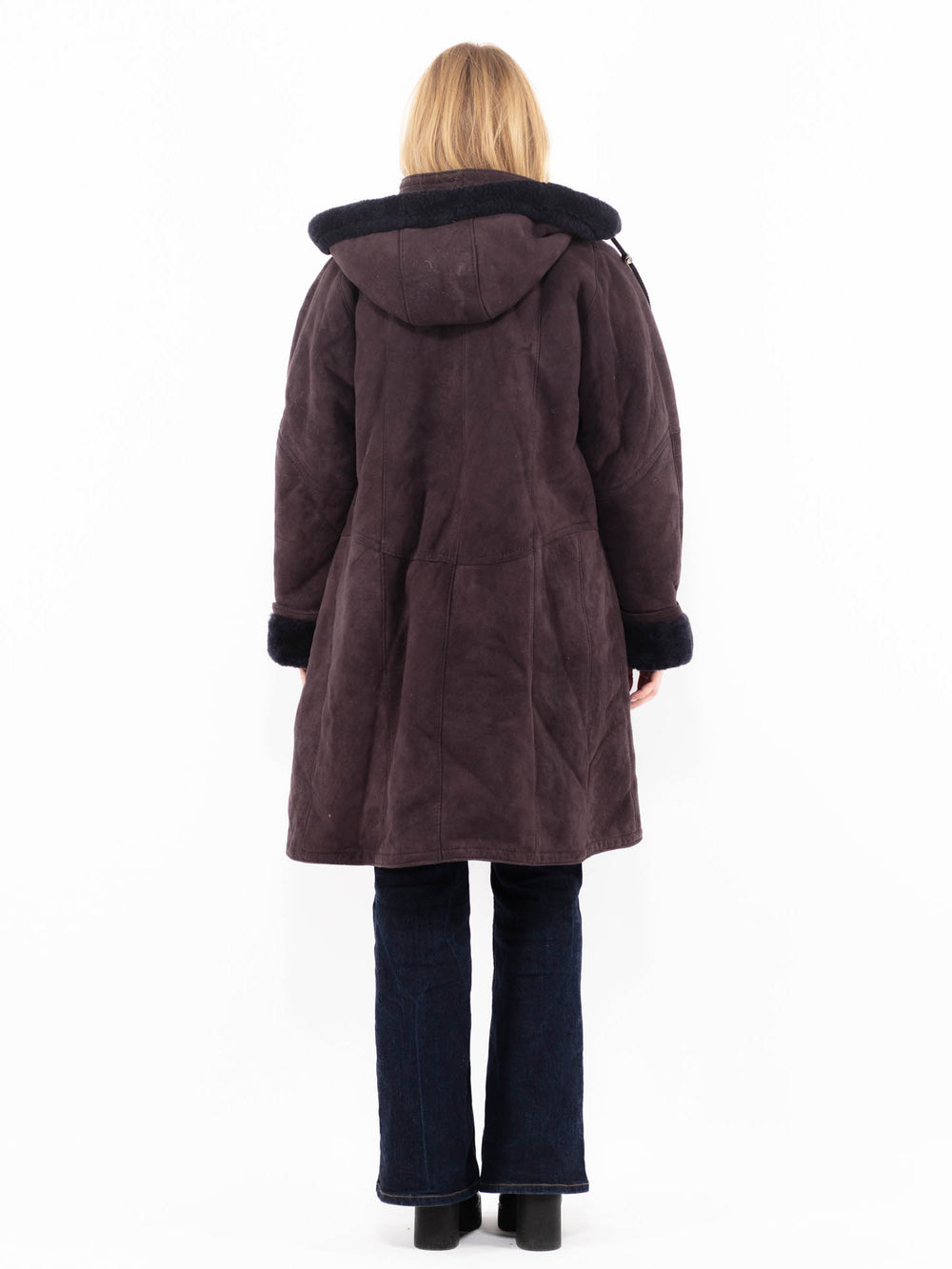 Vintage 90's Women Sheepskin Coat in PurpleA1121