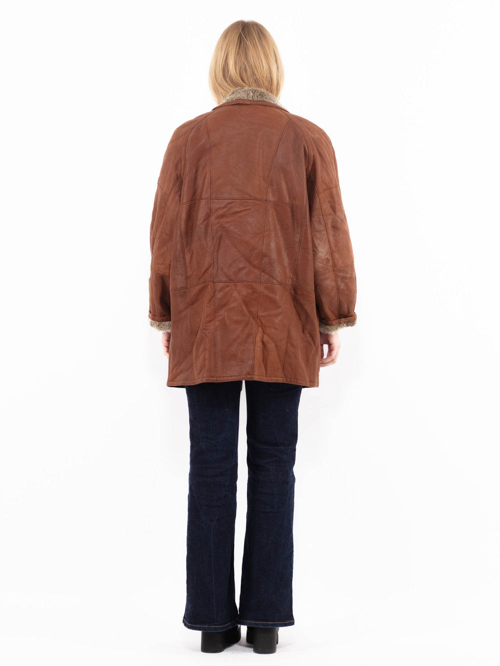Vintage 90's Women Sheepskin Coat in BrownA1124