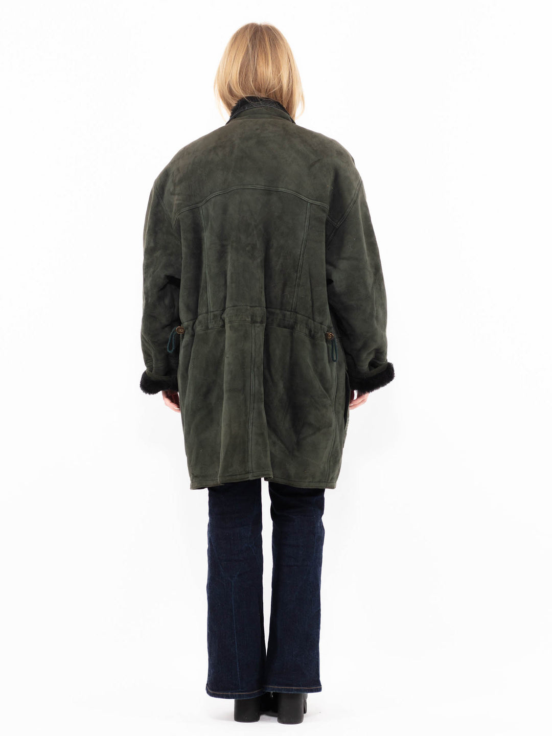 Vintage 90's Women Sheepskin Coat in GreenA1126