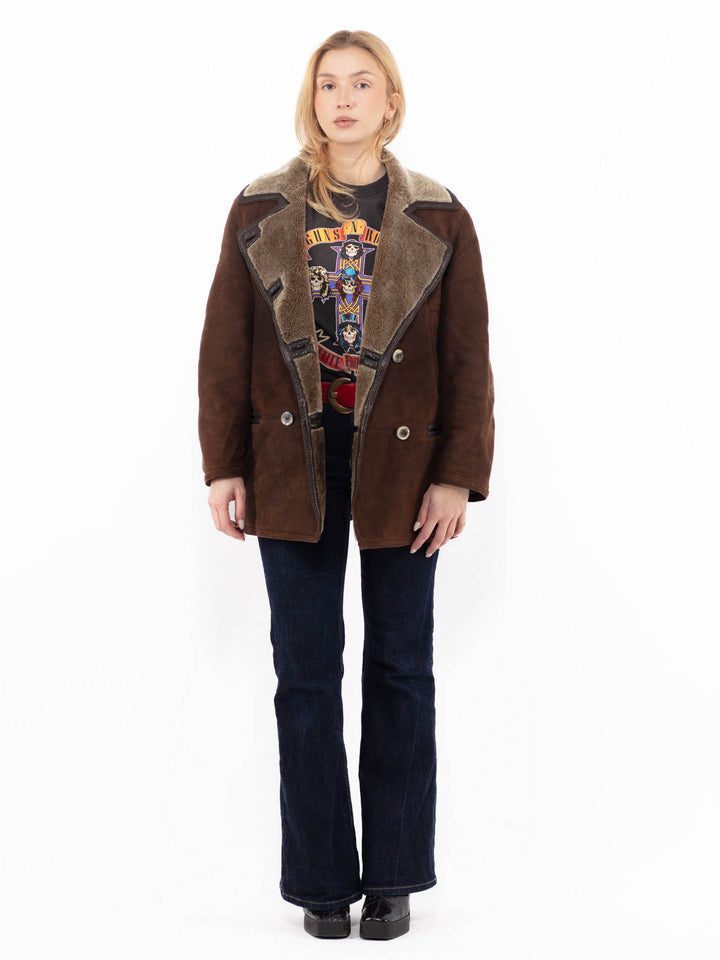 Vintage 90's Women Sheepskin Coat in BrownA1128